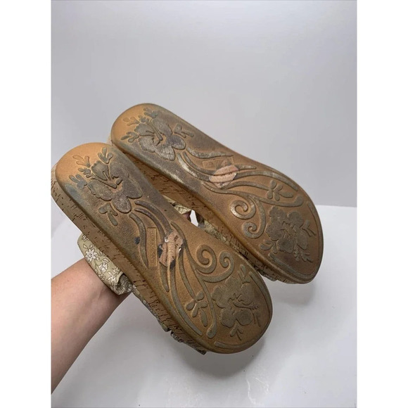 Easy Street Wedge Slide Sandals - Amberlee-Natural Floral Womens Size 9.5 - Picture 4 of 5